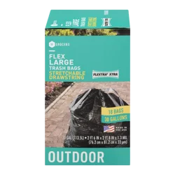 SE Grocers Flex Large Trash Bags Stretchable Drawstring Flextra Outdoor