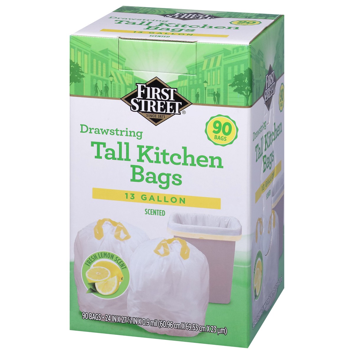 slide 5 of 12, Fs Drawstring Tall Kitchen Lemon Scent, 90 ct