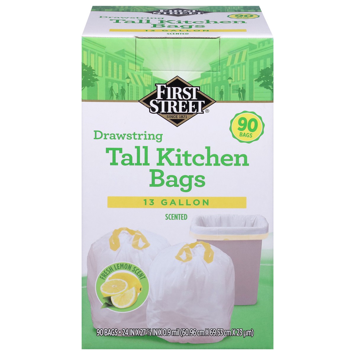 slide 10 of 12, Fs Drawstring Tall Kitchen Lemon Scent, 90 ct