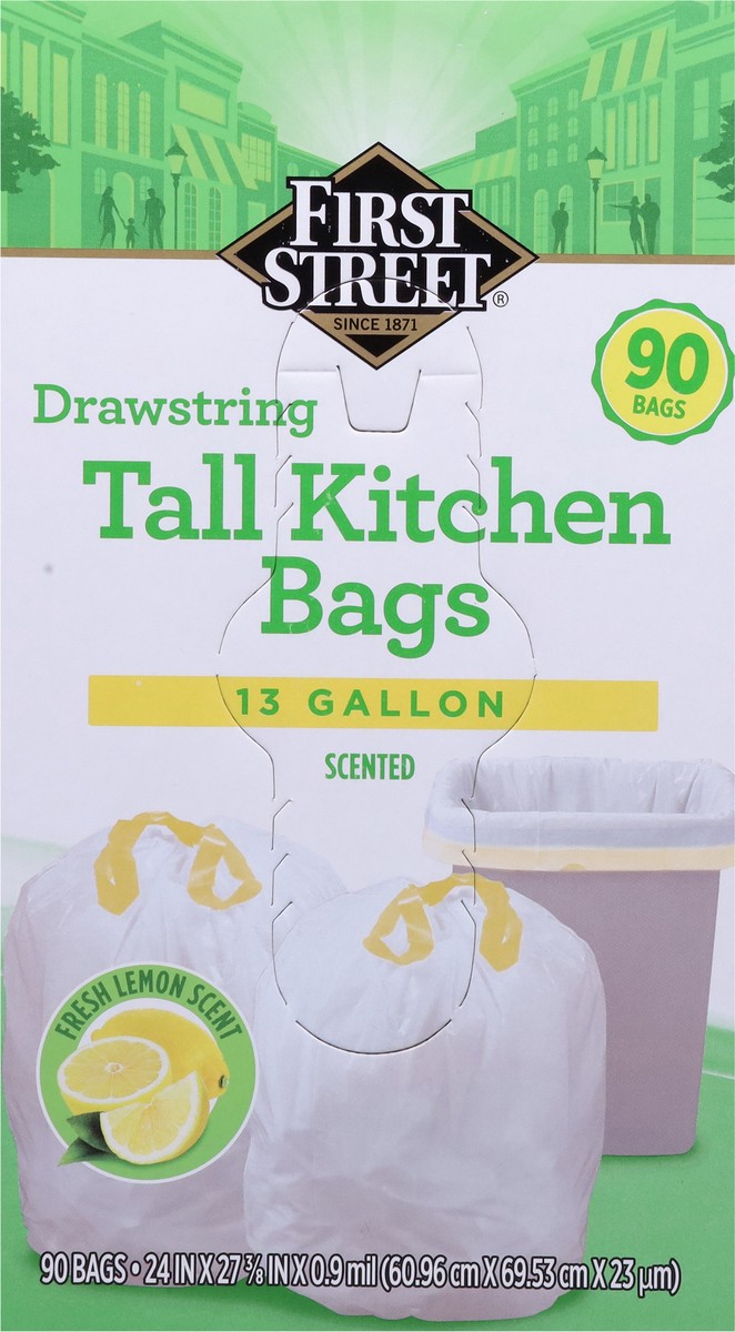 slide 3 of 12, Fs Drawstring Tall Kitchen Lemon Scent, 90 ct
