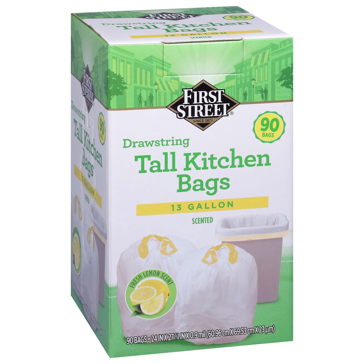 slide 12 of 12, Fs Drawstring Tall Kitchen Lemon Scent, 90 ct