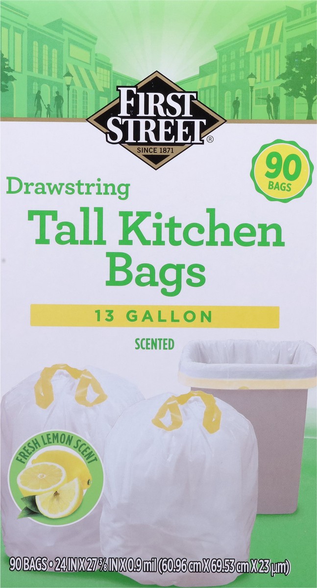 slide 9 of 12, Fs Drawstring Tall Kitchen Lemon Scent, 90 ct