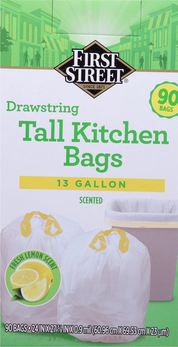 slide 8 of 12, Fs Drawstring Tall Kitchen Lemon Scent, 90 ct