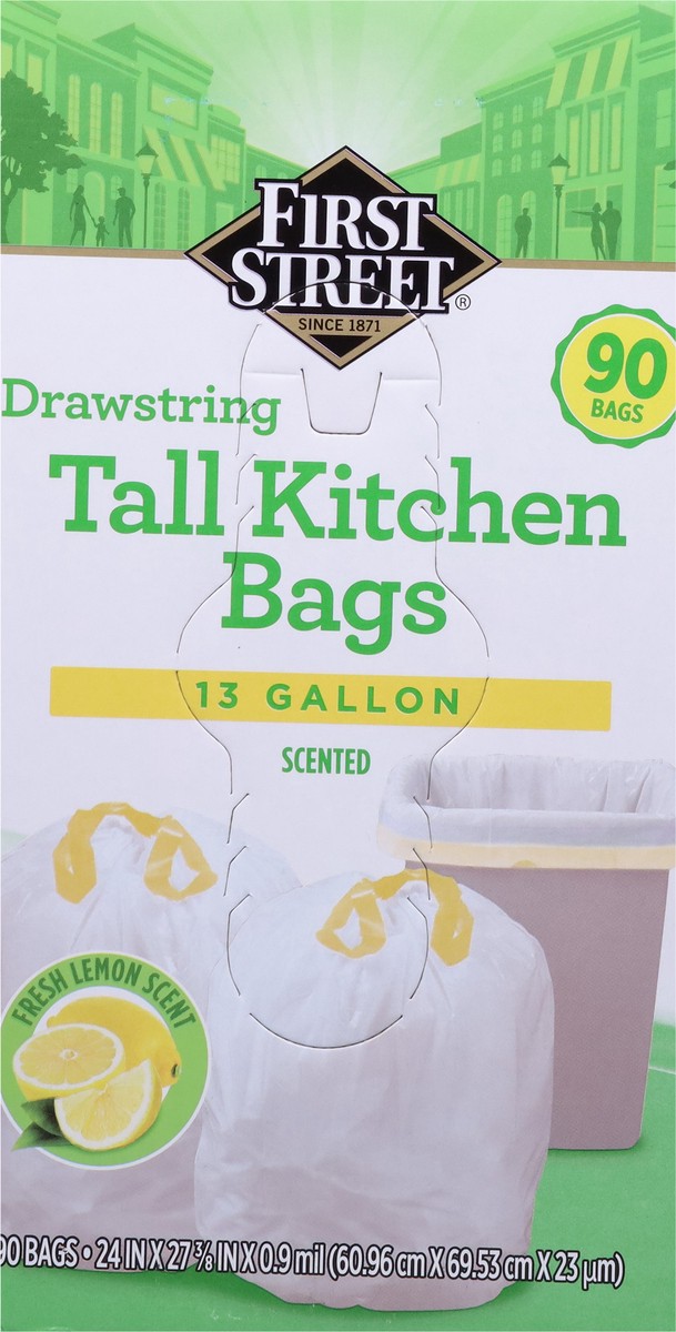 slide 11 of 12, Fs Drawstring Tall Kitchen Lemon Scent, 90 ct