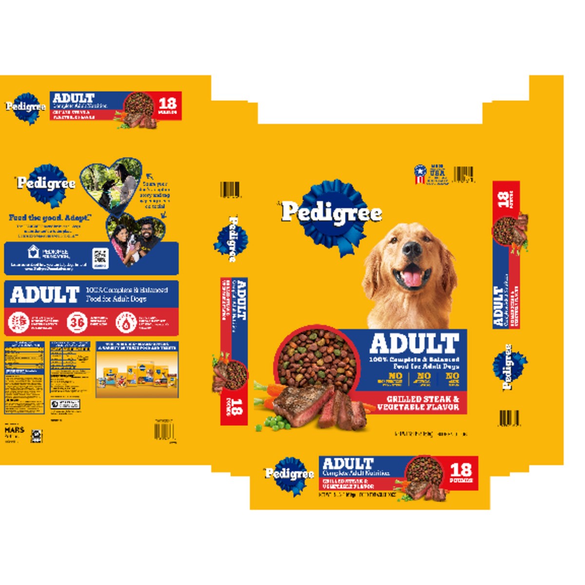 slide 9 of 15, Pedigree Adult Grilled Steak & Vegetable Flavor Food for Dogs 18 lb, 18 lb