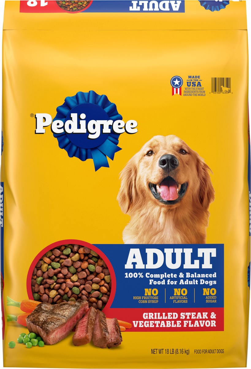 slide 10 of 15, Pedigree Adult Grilled Steak & Vegetable Flavor Food for Dogs 18 lb, 18 lb