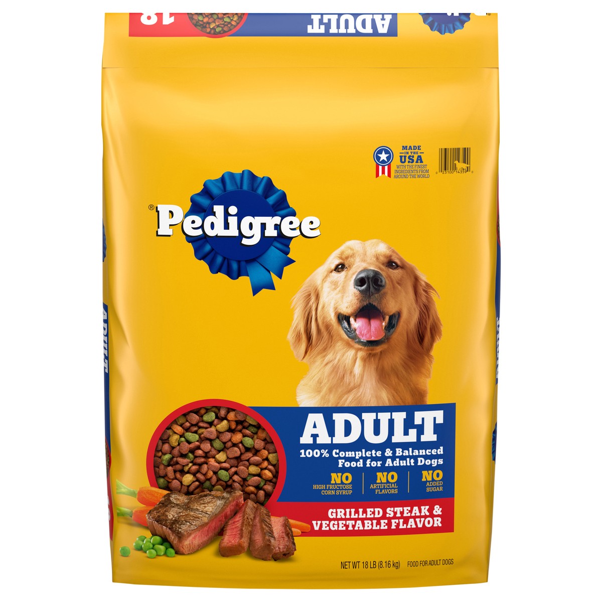 slide 5 of 15, Pedigree Adult Grilled Steak & Vegetable Flavor Food for Dogs 18 lb, 18 lb