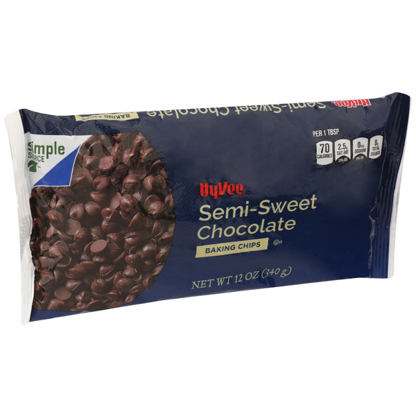 slide 1 of 1, Hy-vee Semi-sweet Chocolate Baking Chips, 12 oz