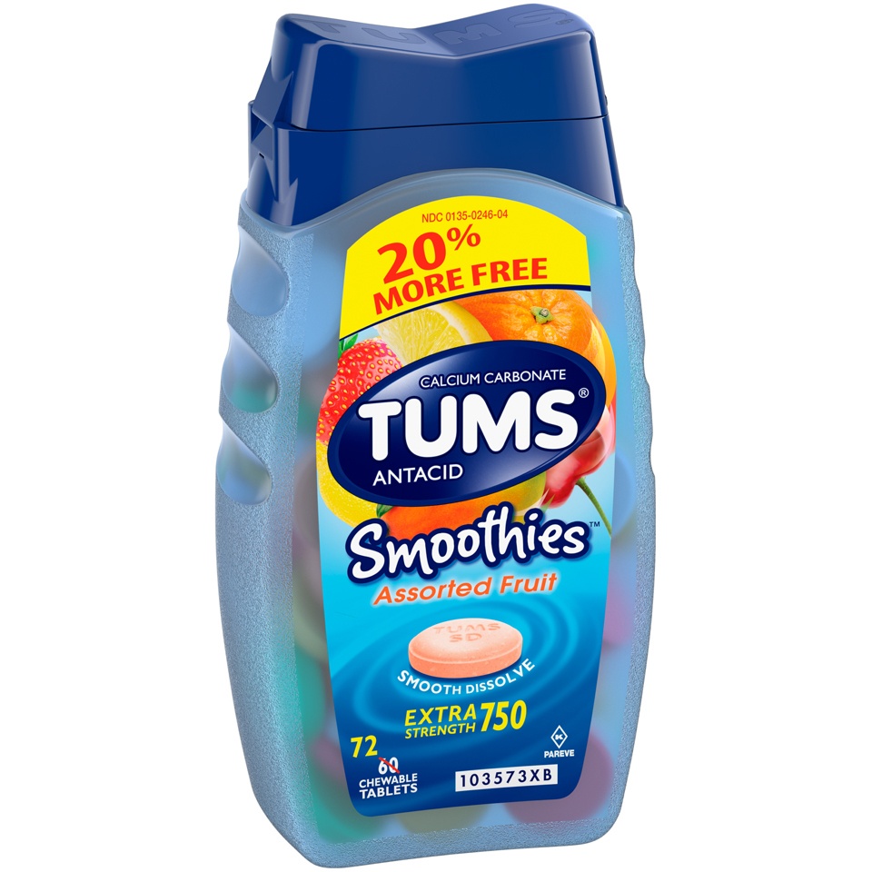 slide 1 of 3, Tums Assorted Fruit Antacid Smoothies Bonus Size, 72 ct