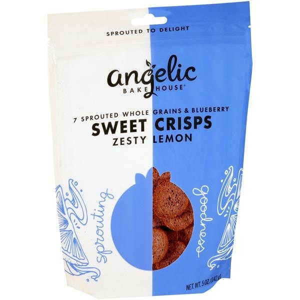 slide 1 of 1, Angelic Bakehouse Sprouted 7 Grain Blueberry Crisps, 5 oz