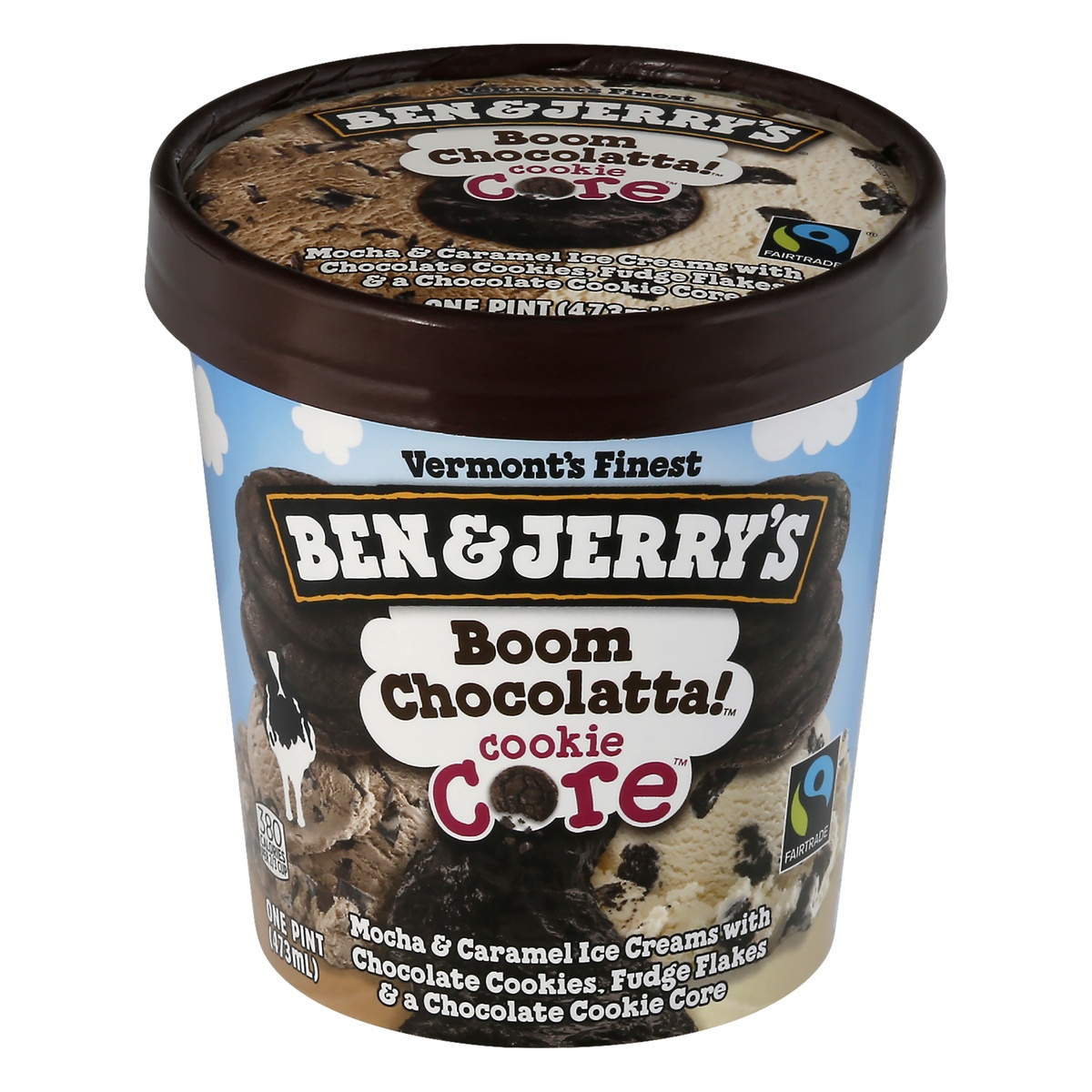 slide 1 of 1, Ben & Jerry's Ice Cream Boom Chocolatta! Cookie Core, 1 pint