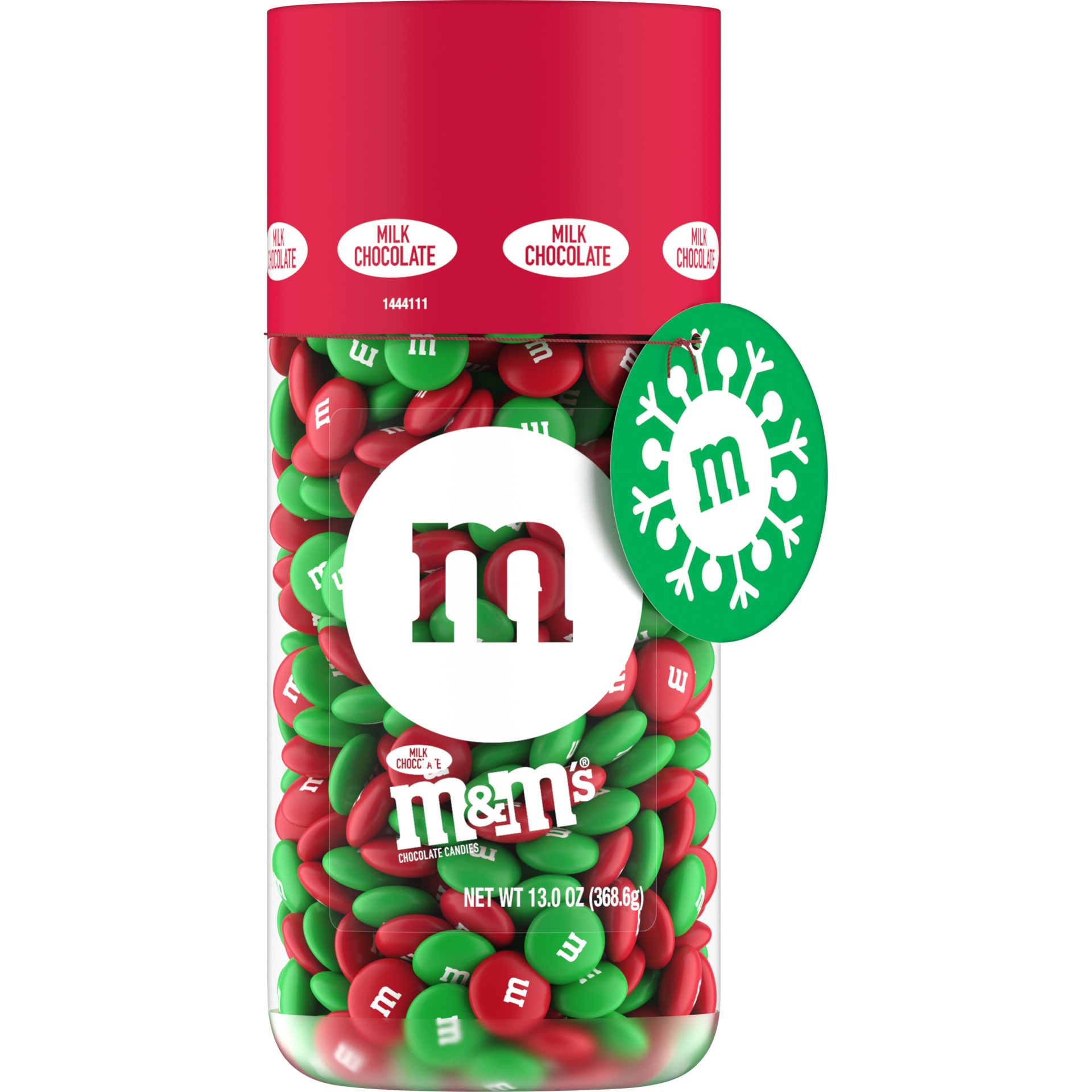 slide 1 of 1, M&M's Milk Chocolate Christmas Candy Gift 13-Ounce Jar, 13 oz