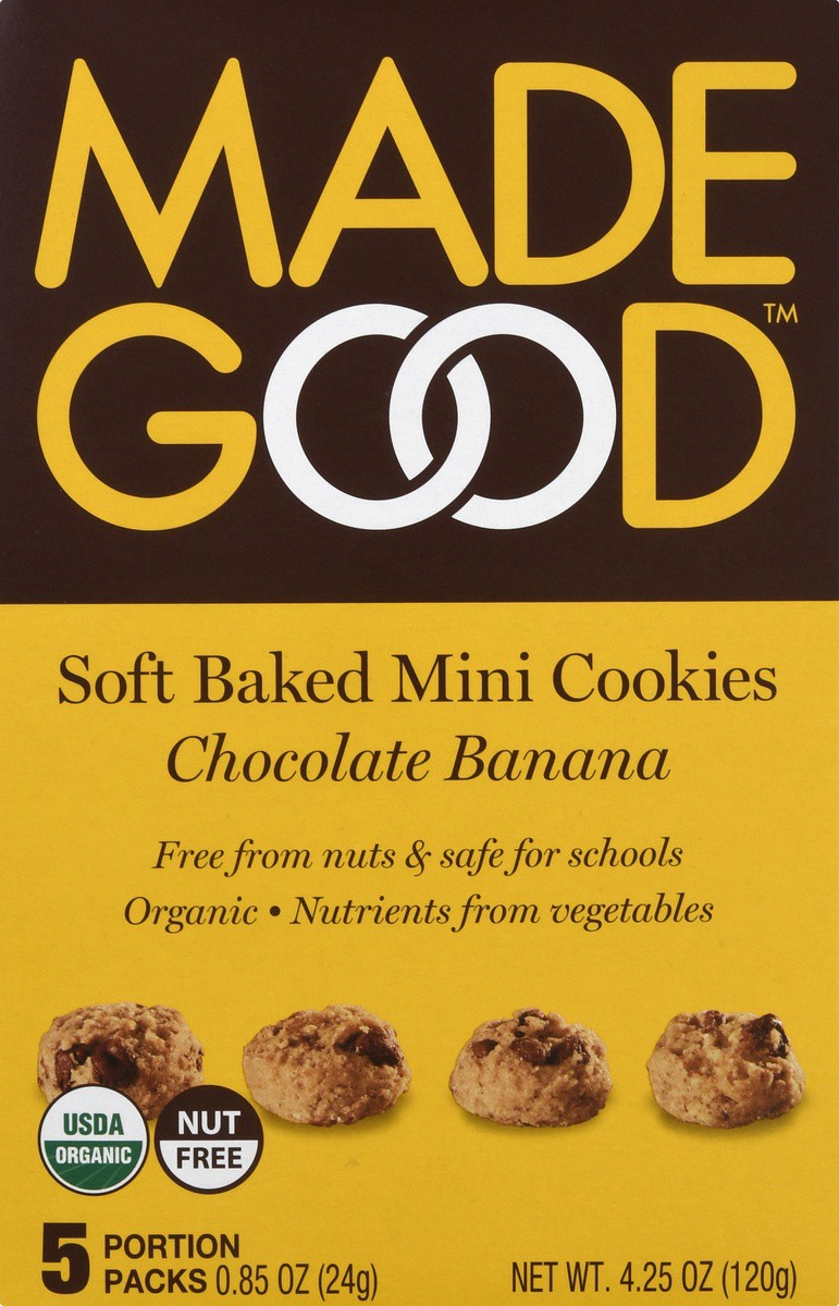 slide 9 of 10, MadeGood Mini Chocolate Banana Cookies, 4.25 oz