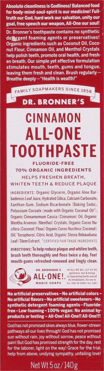 slide 7 of 9, Dr. Bronner's Cinnamon All-One Toothpaste 5 oz, 5 oz