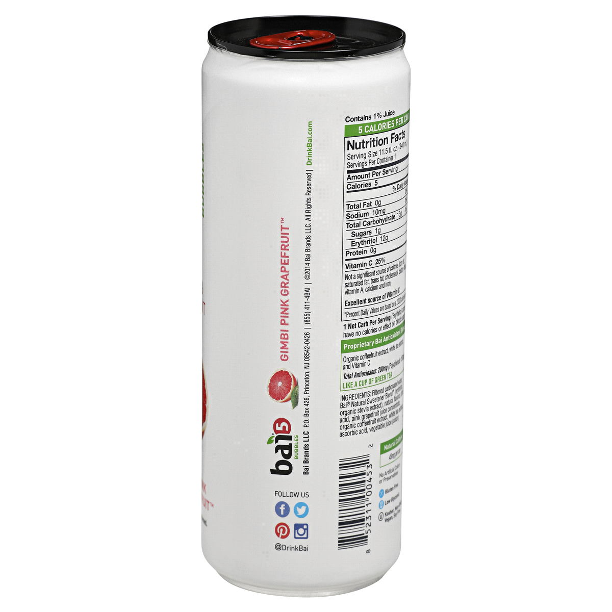 slide 4 of 4, Bai Bubbles Gimbi Pink Grapefruit Sparkling Antioxidant Infused Beverage, 11.5 fl oz