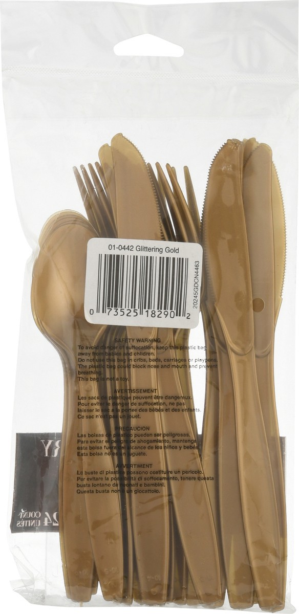 slide 8 of 10, Touch of Color Premium Glittering Gold Cutlery 24 Pieces, 24 ct