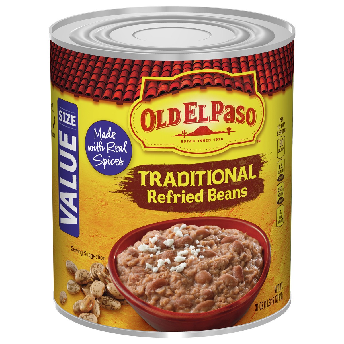 slide 3 of 9, Old El Paso Traditional Refried Beans, Value Size, 31 oz., 31 oz