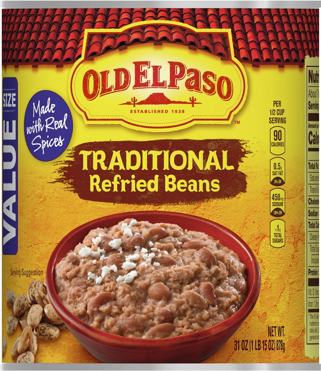 slide 5 of 9, Old El Paso Traditional Refried Beans, Value Size, 31 oz., 31 oz