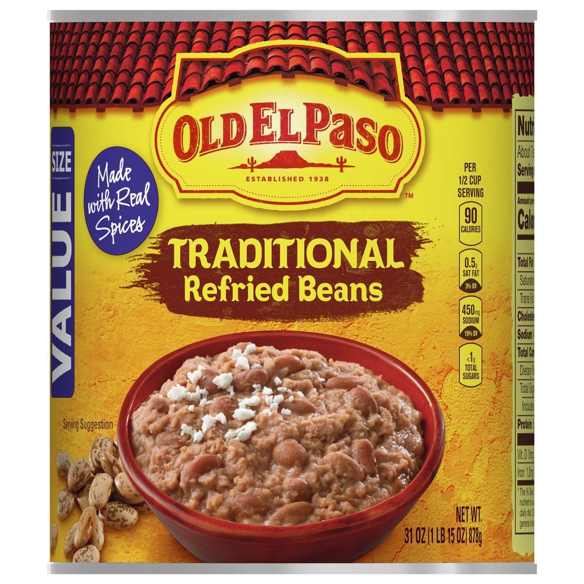 slide 1 of 9, Old El Paso Traditional Refried Beans, Value Size, 31 oz., 31 oz