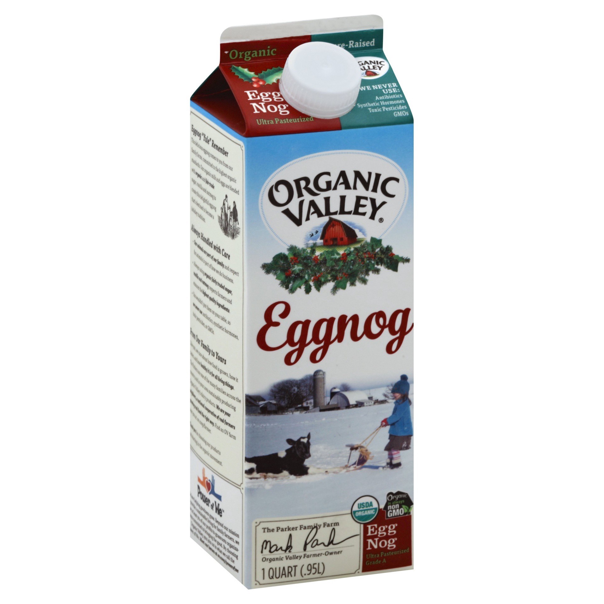 slide 1 of 3, Organic Valley Ultra Pasteurized Eggnog, 1 qt