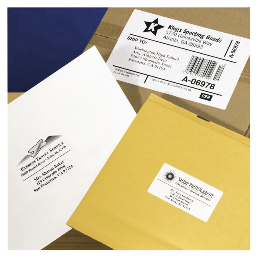 slide 6 of 10, Avery Weatherproof Laser Mailing Labels with Trueblock Technology, 5523, White, 500 ct