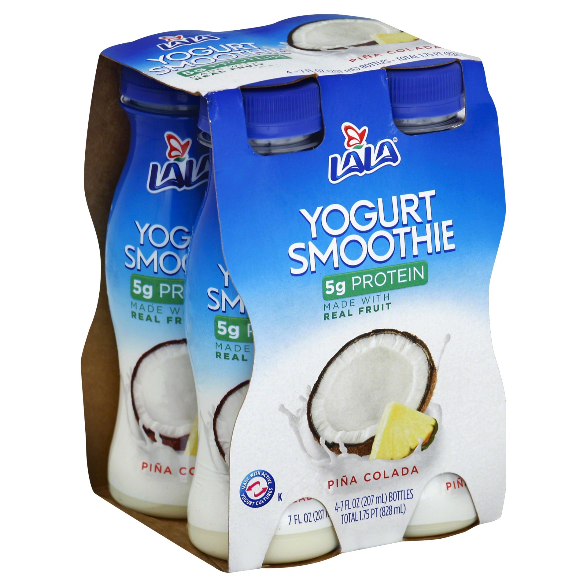 slide 1 of 1, LALA Pina Colada Real Fruit Yogurt Smoothie, 4 ct; 7 fl oz