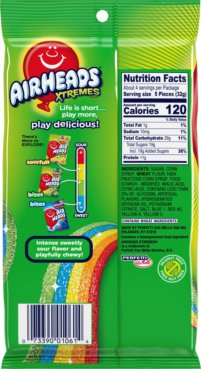 slide 2 of 3, Airheads Xtremes Sweetly Sour Candy Belts Peg Bag, Rainbow Berry flavor, 4.5 Ounce, 4.5 oz