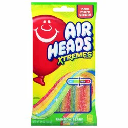 Airheads Xtremes Rainbow Berry Flavored Sweet and Sour Chewy Candy Belts Bag - 4.5oz