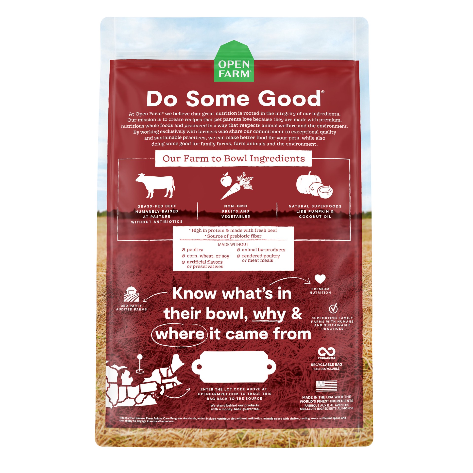 slide 3 of 3, OPEN FARM Grass-Fed Beef Grain Free Kibble For Dogs 4 lb, 4 lb