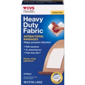 slide 1 of 1, CVS Health Heavy Duty Fabric Anti-Bacterial Bandages, Extra Large, 10 ct