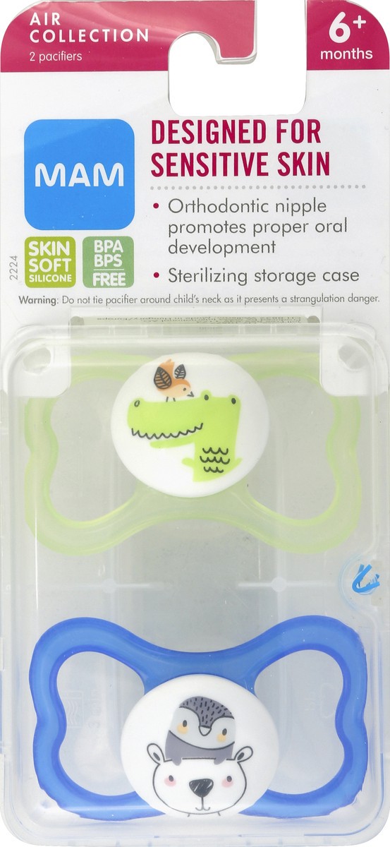 slide 2 of 3, MAM Sensitive Skin Air Orthodontic Pacifier, 6+ Months, 2 ct