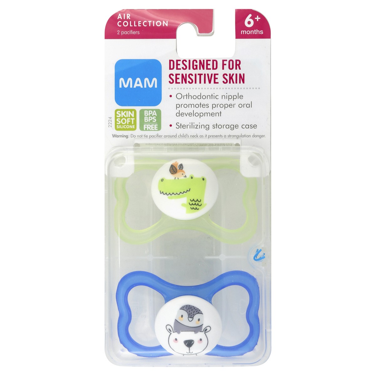 slide 3 of 3, MAM Sensitive Skin Air Orthodontic Pacifier, 6+ Months, 2 ct