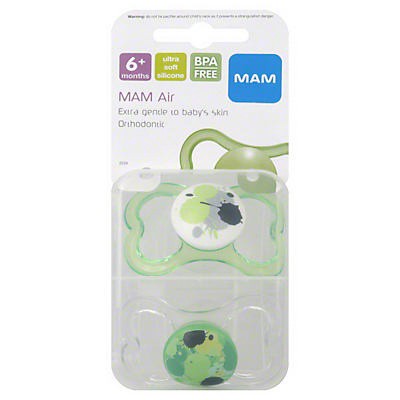 slide 1 of 3, MAM Sensitive Skin Air Orthodontic Pacifier, 6+ Months, 2 ct