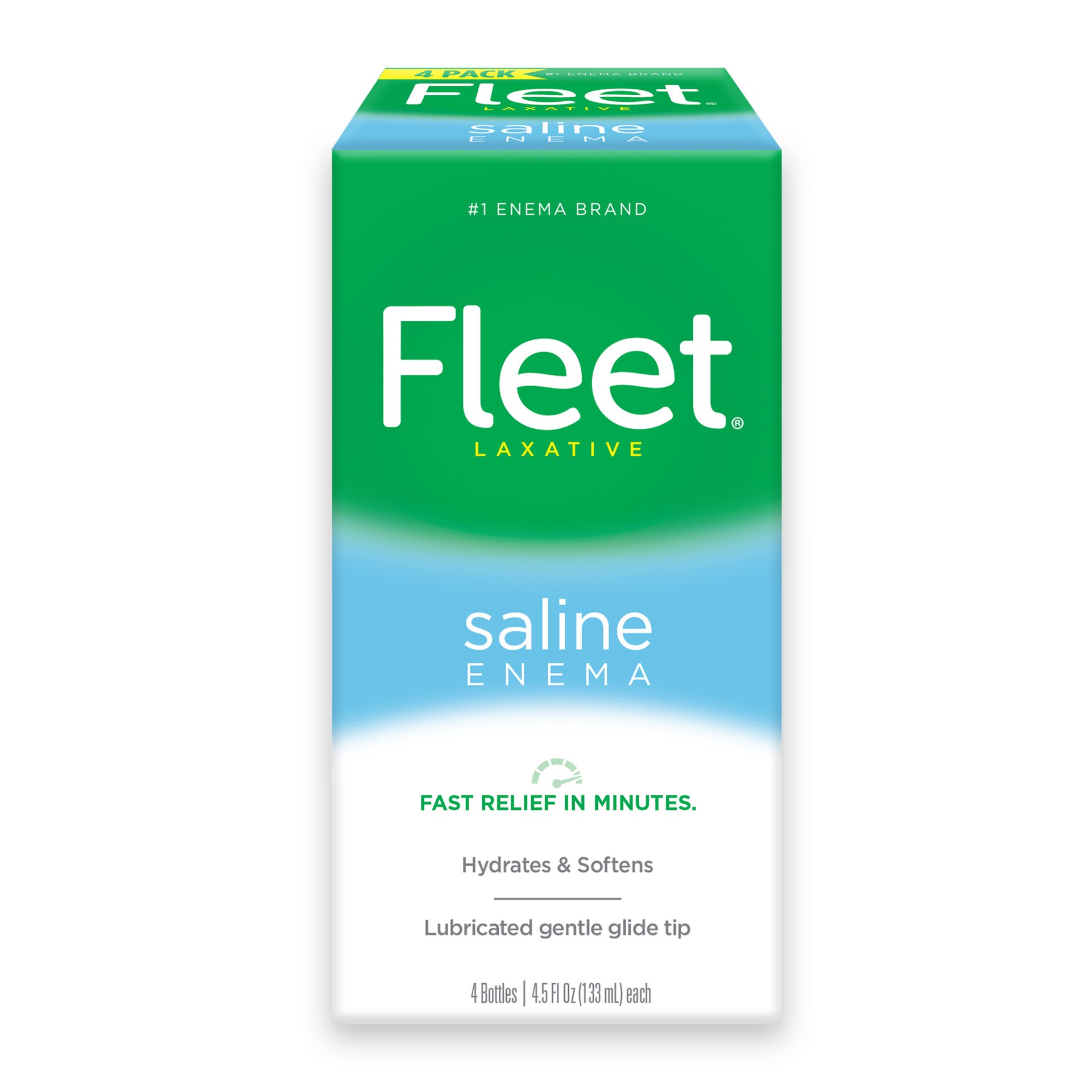 slide 1 of 10, Fleet Laxative Saline Enema for Adult Constipation, 4.5 fl oz, 4 Bottles, 18 oz