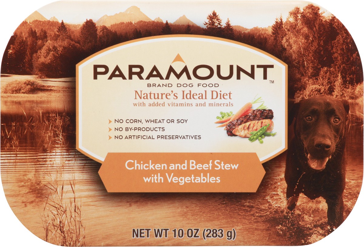 slide 5 of 12, Paramount Chicken and Beef Stew with Vegetables Dog Food 10 oz, 10 oz