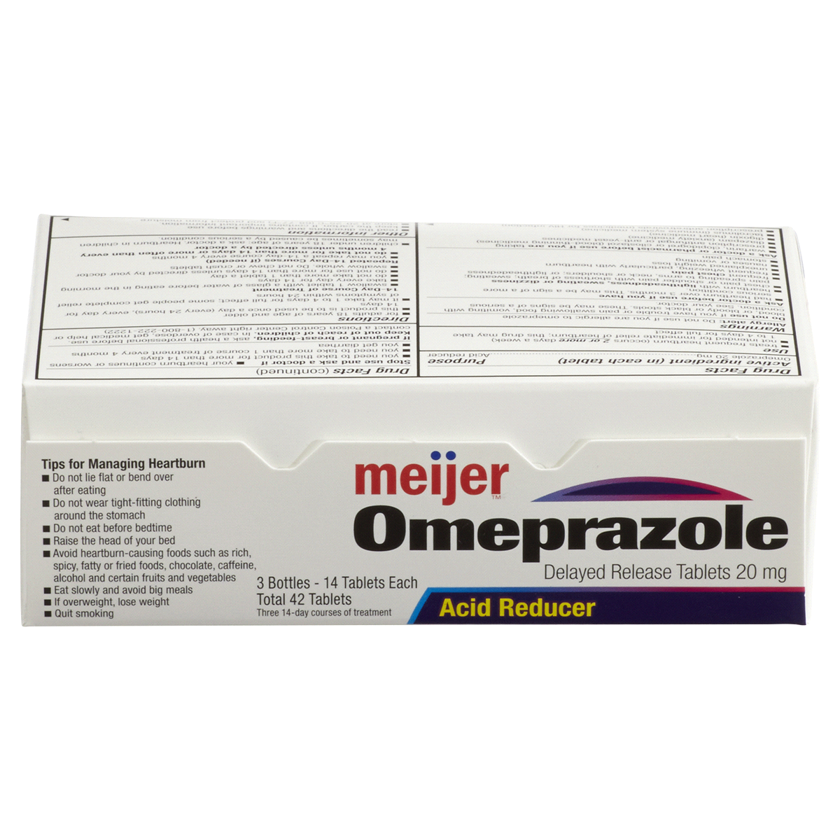 slide 6 of 6, Meijer Omeprazole Delayed Release Tablets, Acid Reducer, 42 ct, 20 mg