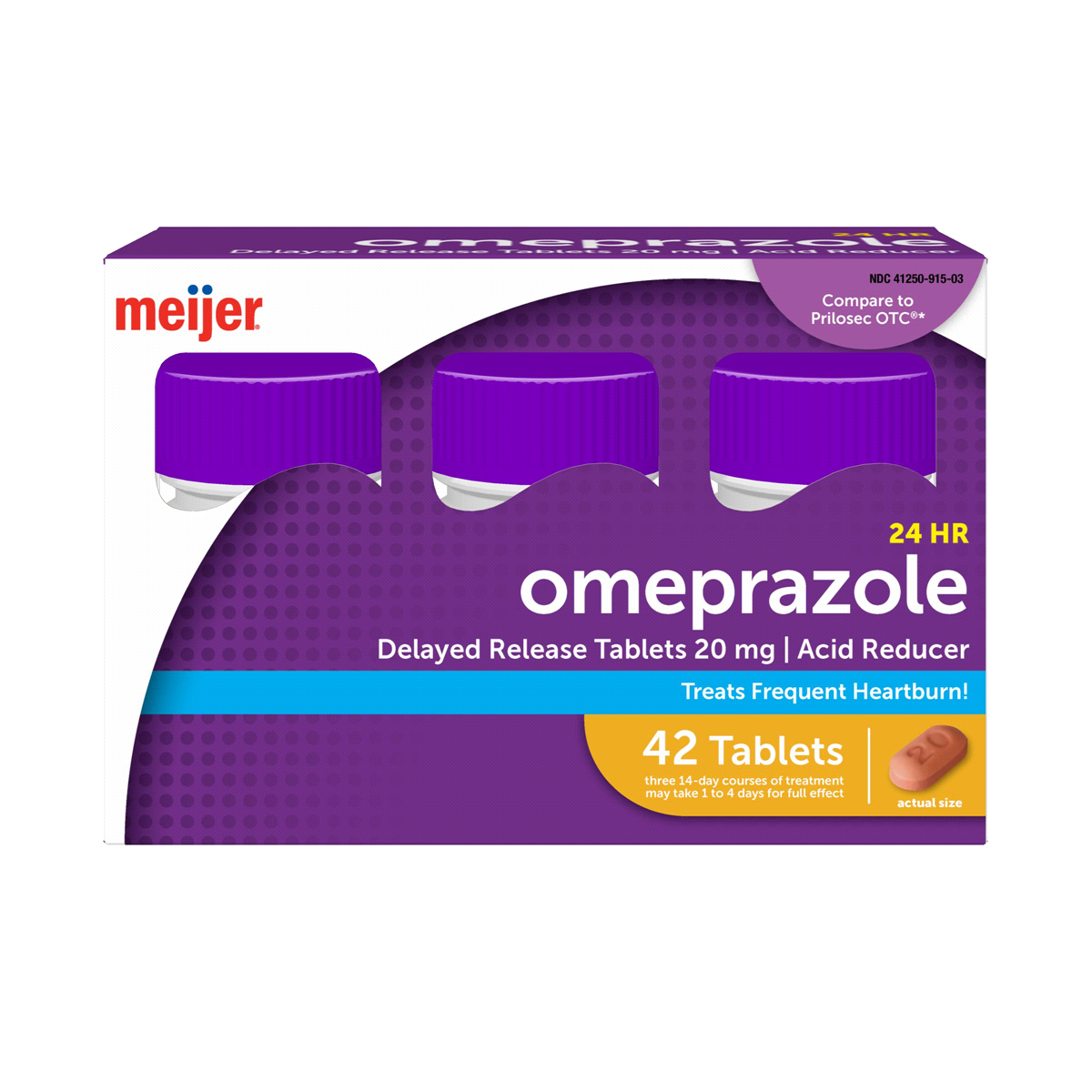 slide 1 of 6, Meijer Omeprazole Delayed Release Tablets, Acid Reducer, 42 ct, 20 mg