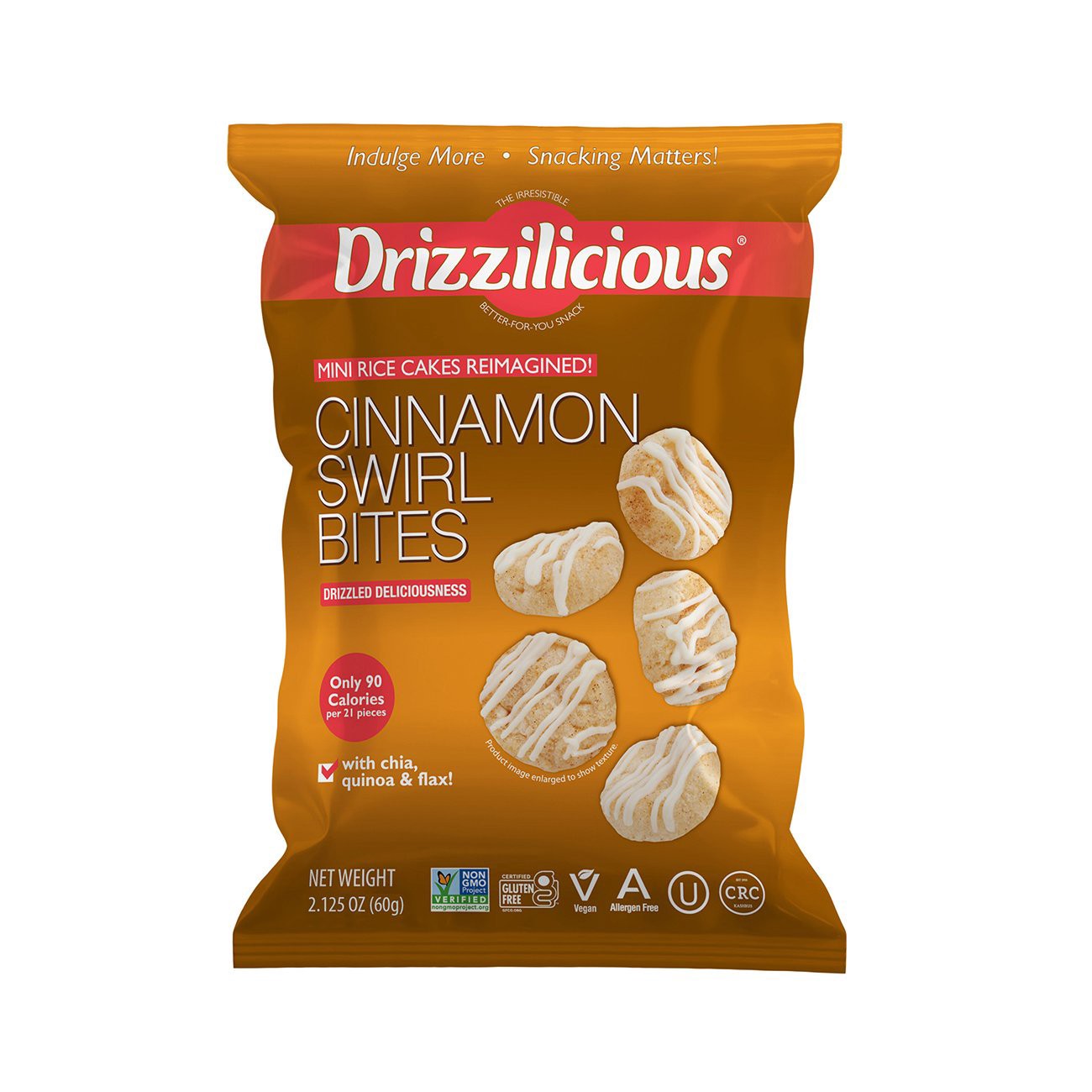 slide 1 of 1, Drizzilicious Mini Rice Cakes - Cinnamon Swirl Bites - 2.125 oz, 2.125 oz