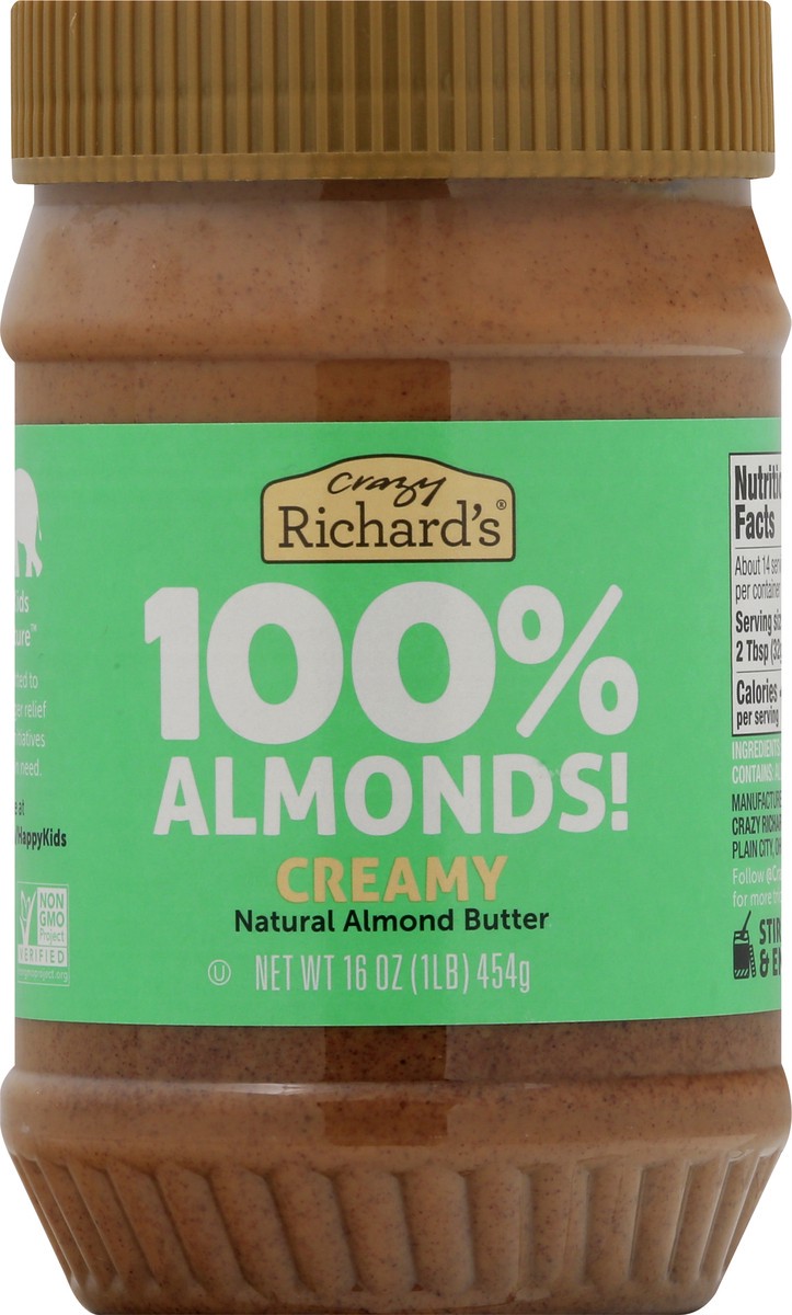 slide 1 of 9, Crazy Richard's Creamy Natural Almond Butter 16 oz, 16 oz