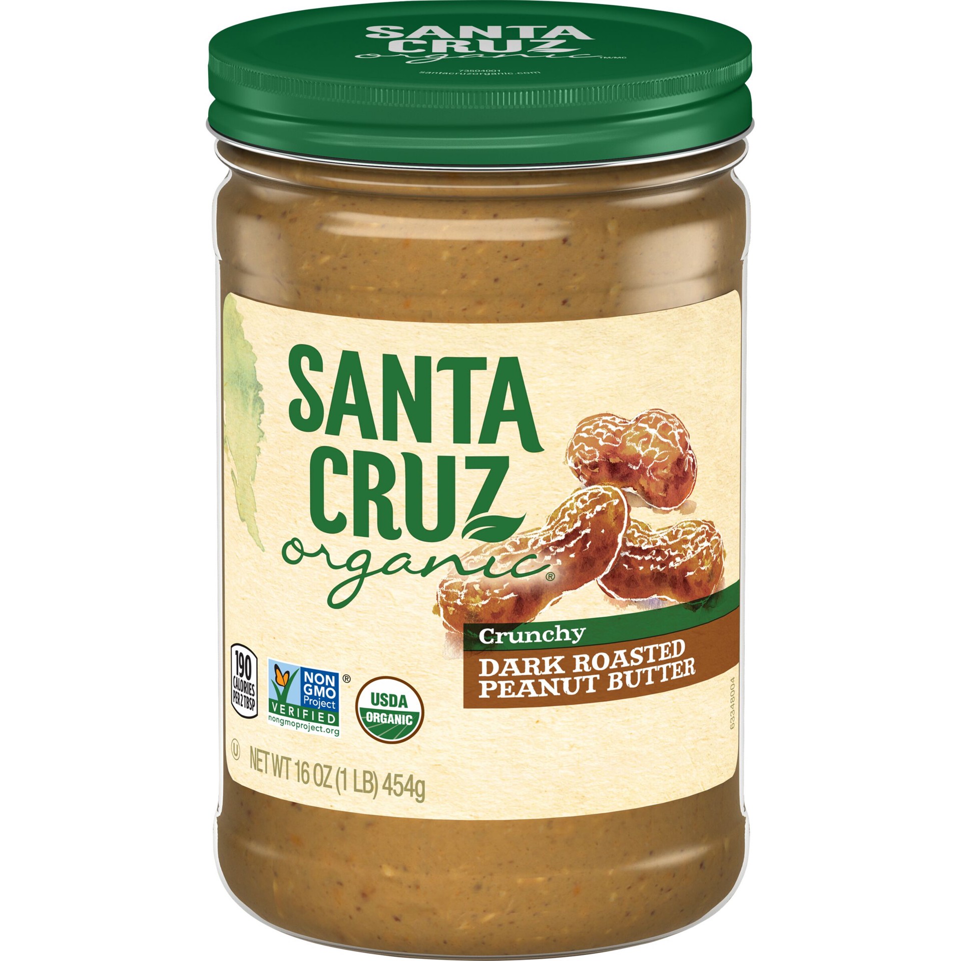 slide 1 of 2, Santa Cruz Organic Dark Roasted Crunchy Peanut Butter, 16 oz