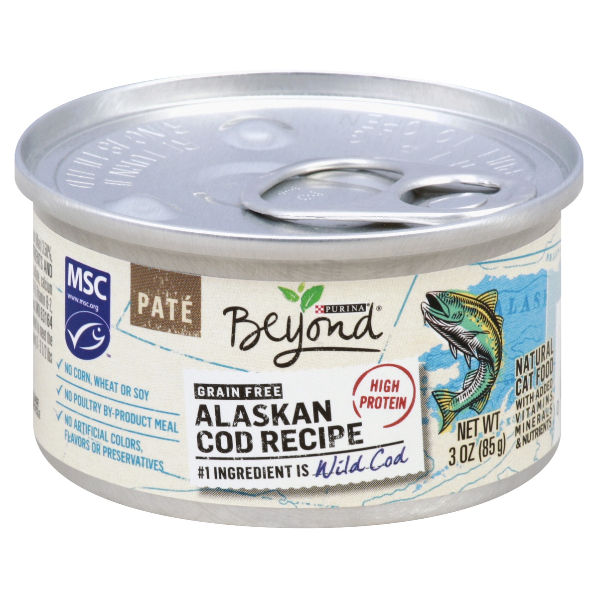 slide 1 of 7, Purina Beyond Natural Grain Free Alaskan Cod Recipe Adult Wet Cat Food, 3 oz