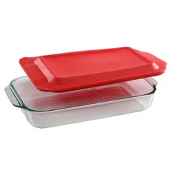 Pyrex Sculpted Oblong Dish with Red Lid