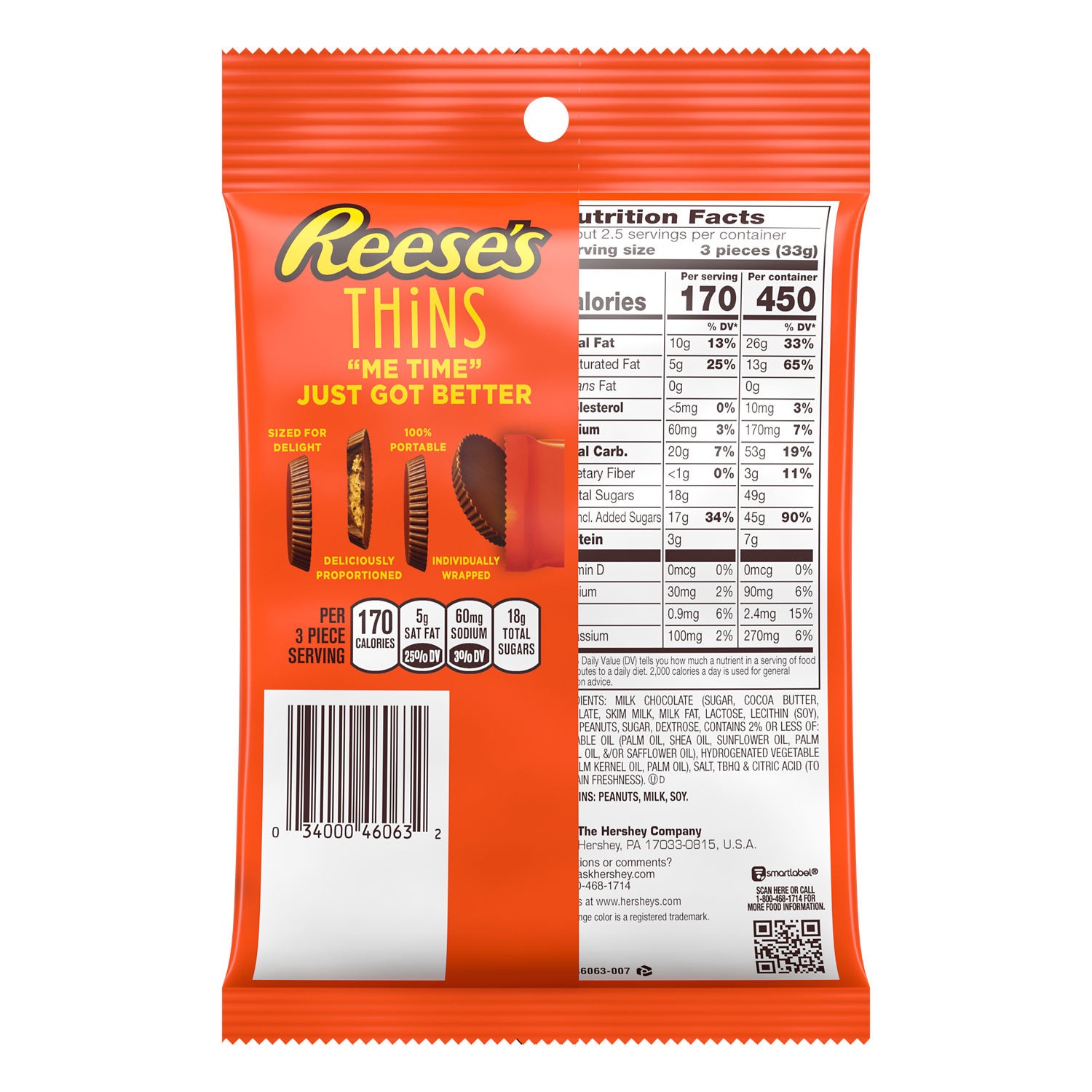 slide 4 of 4, Reese's THiNS Milk Chocolate Peanut Butter Cups, Candy Bag, 3.1 oz, 3.1 oz