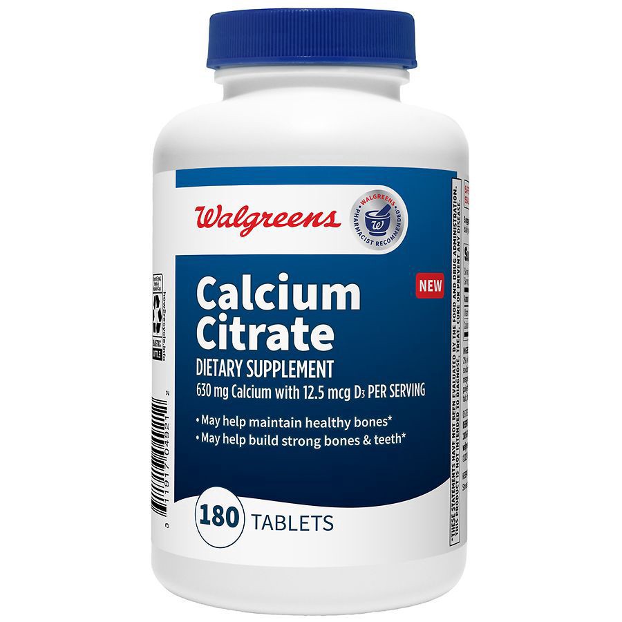 slide 1 of 4, Walgreens Calcium Citrate 630mg with 12.5mcg D3 (90 days), 180 ct