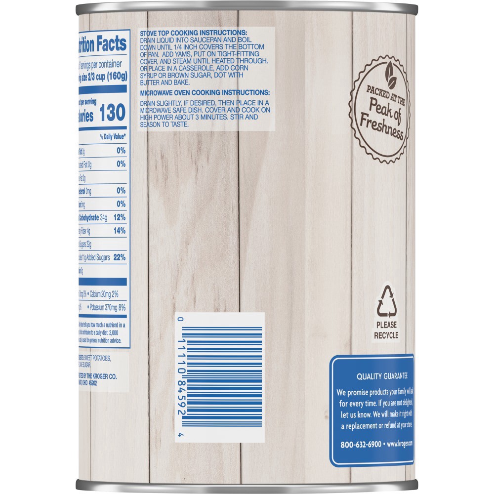 slide 3 of 3, Kroger Cut Yams Sweet Potatoes In Syrup, 40 oz