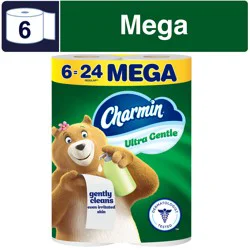 Charmin Toilet Paper Ultra Gentle, 6 Mega Rolls, 2-ply Bath Tissue