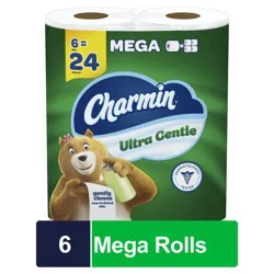 Charmin Toilet Paper Ultra Gentle, 6 Mega Rolls, 2-ply Bath Tissue