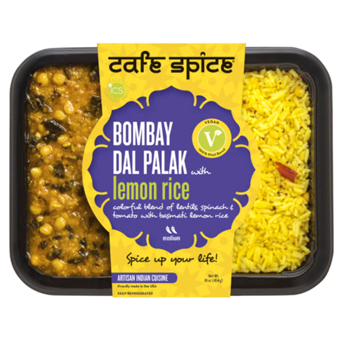 slide 1 of 1, Café Spice Bombay Dal Palak with Lemon Rice, 16 oz