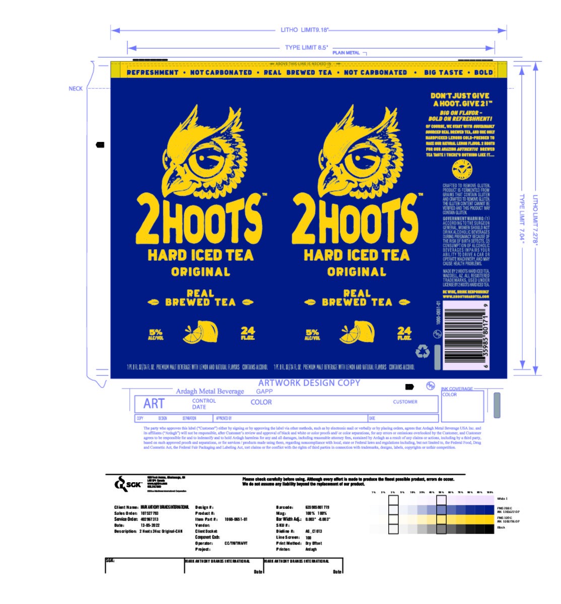 slide 3 of 10, 2 Hoots Hard Iced Tea 24oz Can, 24 oz