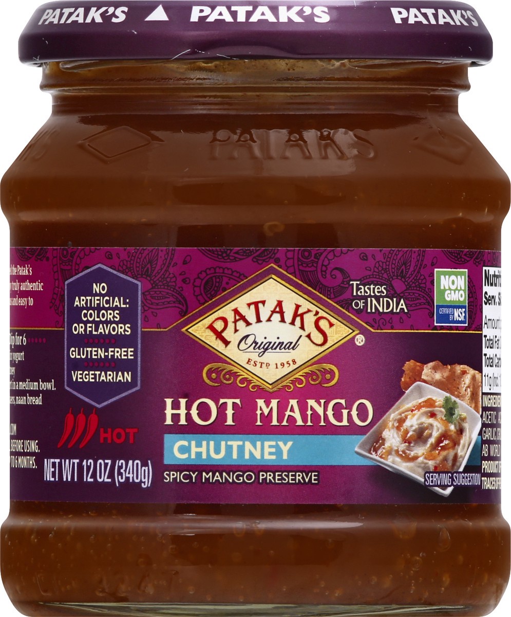 slide 7 of 9, Patak's Hot Mango Chutney, 12 oz